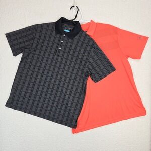 PGA Tour Golf Polo Shirts Mens‎ M Orange Black Gray Lot of 2 Performance Wicking